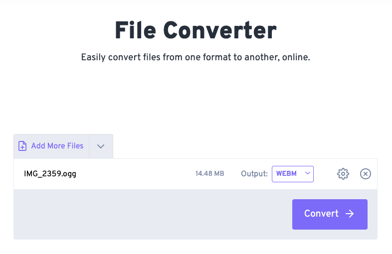Online-Konverter von OGG zu WebM Freeconvert.com