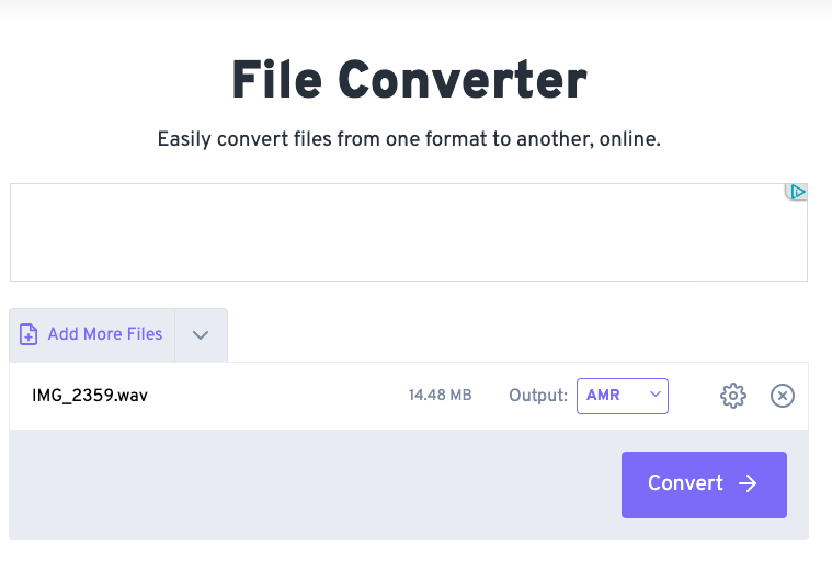 Konvertieren Sie WAV in AMR mit FreeConvert.com
