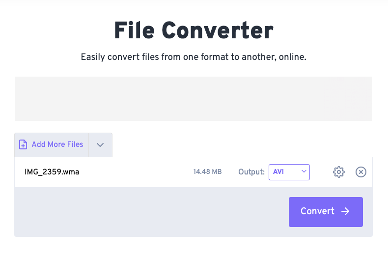 Konvertieren Sie WMA in AVI mit FreeConvert.com