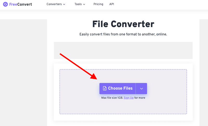 Besuchen Sie die FreeConvert-Website, um VOB-Dateien in FLAC zu konvertieren