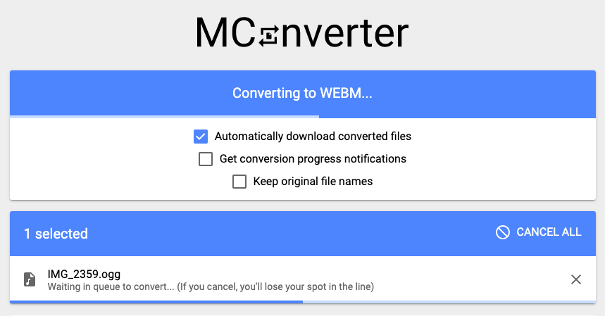 Online-Konverter von OGG zu WebM Mconverter.eu
