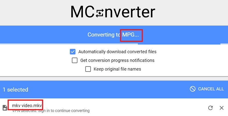 Machen Sie MKV zu MPG mit Mconverter
