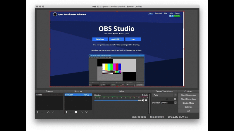 Aufnahmebildschirm mit OBS Studio