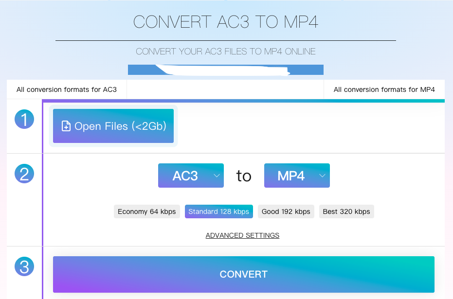 Konvertieren Sie AC3 in MP4 mit Online-audio-convert.com