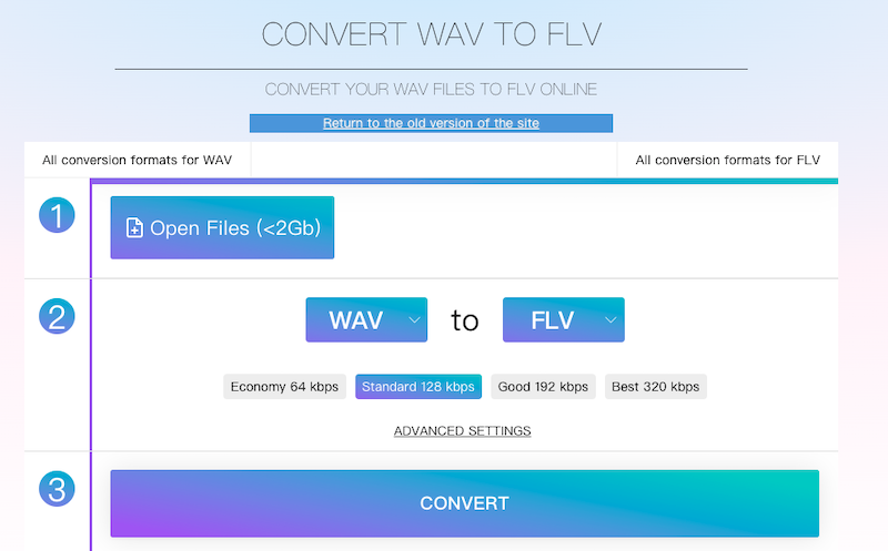 Konvertieren Sie WAV in FLV bei Online-audio-convert.com