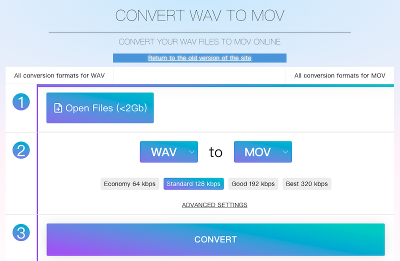 Konvertieren Sie WAV in MOV über Online-Audio-Convert.com