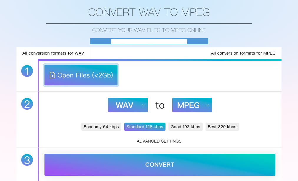 Konvertieren Sie WAV in MPEG mit Online-Audio-Convert.com