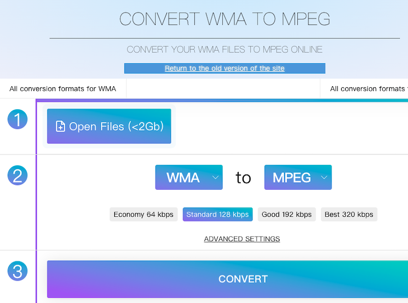 Konvertieren Sie WMA in MPEG mit Online-Audio-Convert.com
