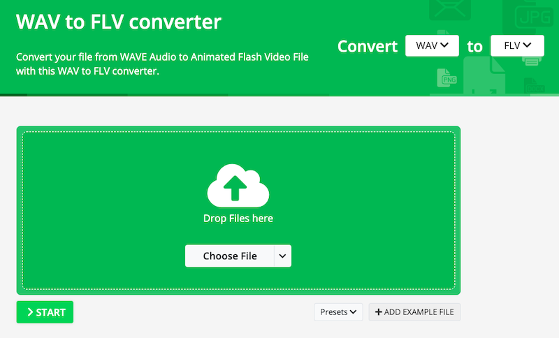 Konvertieren Sie WAV-Dateien online in FLV bei Online-convert.com