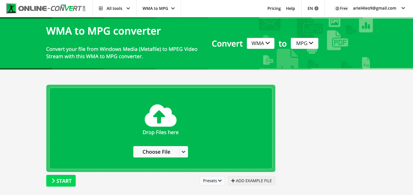 Konvertieren Sie WMA in MPG mit Online-convert.com