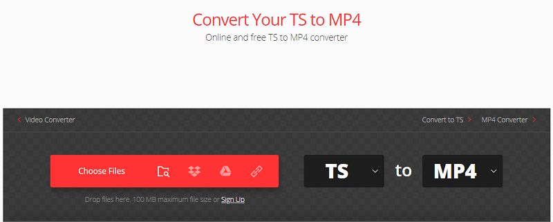 Konvertieren Sie TS in MP4 mit Convertio