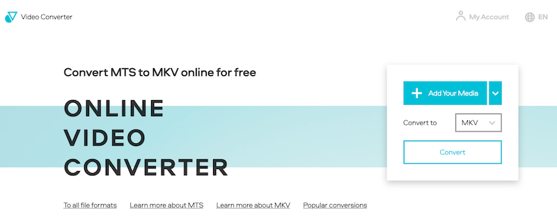 Verwenden Sie VideoConverter.com, um MTS in MKV zu konvertieren