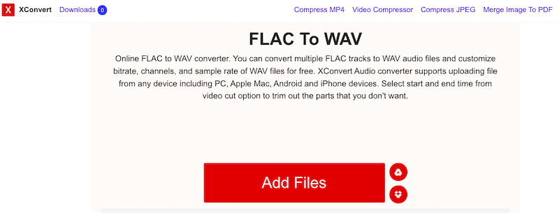 Konvertieren Sie FLAC in WAV unter Windows mit XConvert.com