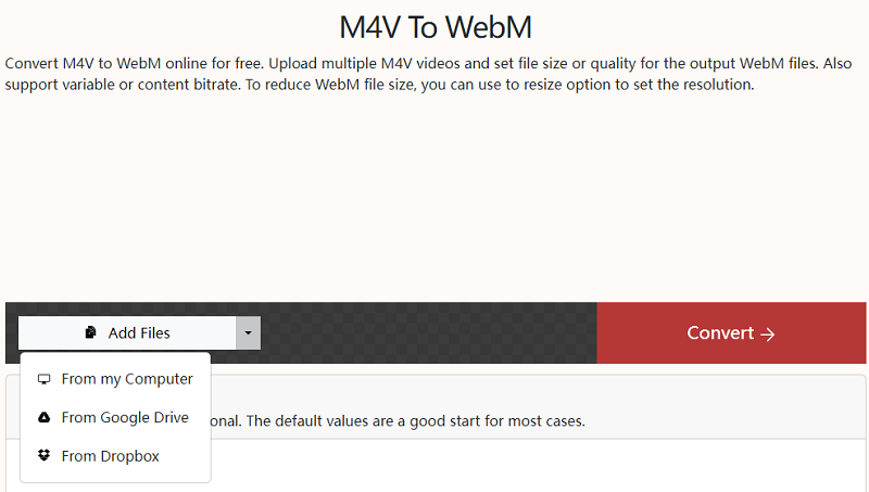 Konvertieren Sie M4V kostenlos in WebM