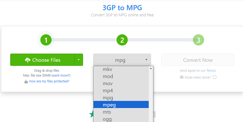 Konvertieren Sie 3GP in MPEG über Zamzar