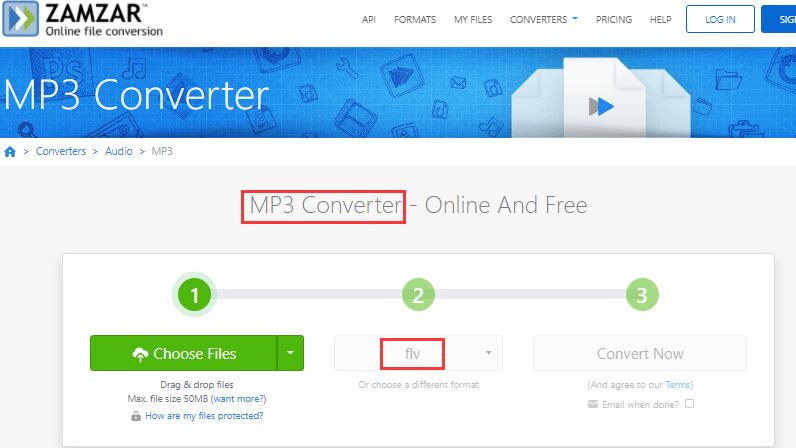 Konvertieren Sie MP3 in FLV online