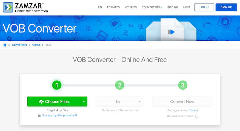 Konvertieren Sie VOB kostenlos online in FLV auf Zamzar.com