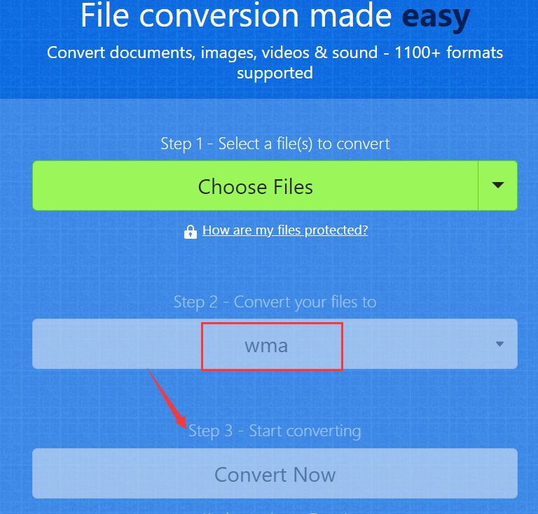 Konvertieren Sie WAV in WMA Online